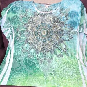 Green Catherines Mandala Print Women's Top